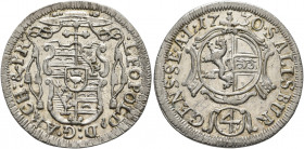 AUSTRIA. Salzburg, Erzbistum. Leopold Anton Eleutherius von Firmian, 1727-1744. Reichsbatzen 1730 (Silver, 23 mm, 2.36 g, 12 h). LEOPOLD' D G ARCH &am...