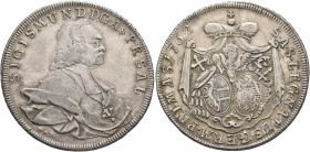 AUSTRIA. Salzburg, Erzbistum. Sigismund III Christoph Graf von Schrattenbach, 1753-1771. Taler 1762 (Silver, 41 mm, 28.07 g, 12 h). SIGISMUND D G A &a...