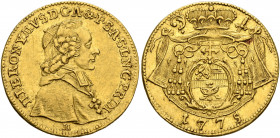 AUSTRIA. Salzburg, Erzbistum. Hieronymus Franz de Paula Josef, Graf Colloredo von Waldsee und Mels, 1772-1803. Dukat 1775 (Gold, 21 mm, 3.49 g, 12 h)....