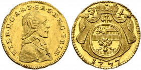AUSTRIA. Salzburg, Erzbistum. Hieronymus Franz de Paula Josef, Graf Colloredo von Waldsee und Mels, 1772-1803. 1/4 Ducat 1777 (Gold, 14 mm, 0.88 g, 12...