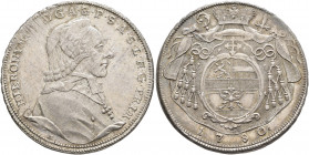 AUSTRIA. Salzburg, Erzbistum. Hieronymus Franz de Paula Josef, Graf Colloredo von Waldsee und Mels, 1772-1803. Halbtaler 1780 (Silver, 33 mm, 14.05 g,...