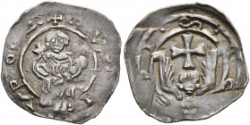 AUSTRIA. Steiermark. Leopold VI, 1195-1230. Pfennig (Silver, 20 mm, 1.23 g, 3 h), Graz. ✠DVX LIVPOLDS Leopold IV. standing facing, holding cross and g...