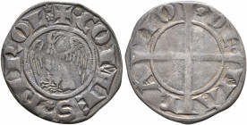 AUSTRIA. Tirol. Meinhard I, 1253-1258. Adlergroschen (Silver, 20 mm, 1.15 g), Meran. ✠COMES TIROL Eagle with spread wings standing left, head turned b...