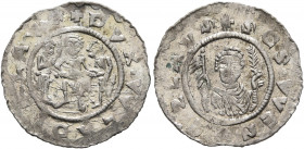 BOHEMIA. Vladislav I, 1109-1118 and 1120-1125. Denar (Silver, 17 mm, 0.72 g, 6 h), Prague. ✠DVX VVLADISLAVS Duke Vladislaus seated facing, sword on hi...