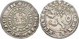 BOHEMIA. Wenzel II, 1278-1305. Prager Groschen (Silver, 27 mm, 3.74 g, 9 h), Kuttenberg. Inner legend: ✠WENCEZLAVS SECVNDVS, outer legend: ✠DEI GRATIA...