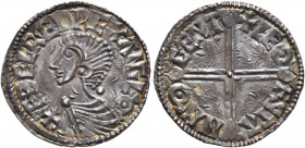 BRITISH, Anglo-Saxon. Kings of All England. Aethelred II, 978-1016. Penny (Silver, 20 mm, 1.53 g, 6 h), long cross type, moneyer Leofstan, Canterbury....