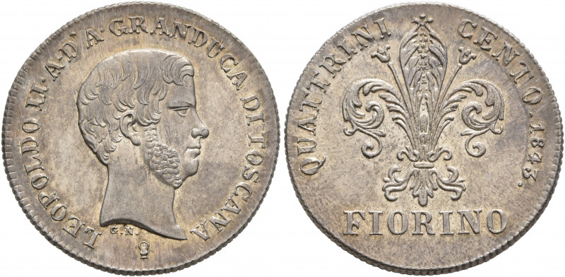 ITALY. Toscana (Granducato). Leopoldo II, 1824-1848. Fiorino 1843 (Silver, 23 mm...