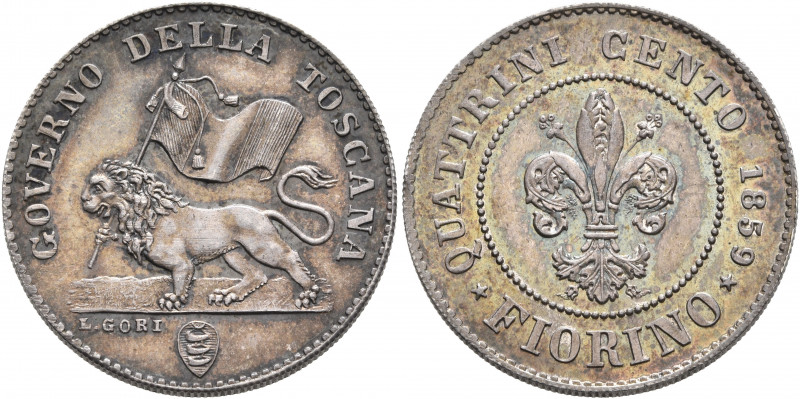 ITALY. Toscana (Granducato). Provisional Government -1860. Fiorino 1859 (Silver,...