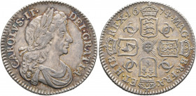 BRITISH, Stuart (Restored). Charles II, 1660-1685. Sixpence 1674 (Silver, 20 mm, 2.92 g, 6 h). CAROLVS II DEI GRATIA Draped laureate bust of Charles I...