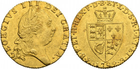 BRITISH, Hanover. George III, 1760-1820. Guinea 1792 (Gold, 24 mm, 8.38 g, 12 h). GEORGIVS III DEI GRATIA Laureate head of George III to right. Rev. M...