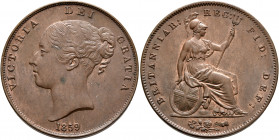 BRITISH, Hanover. Victoria, 1837-1901. Penny 1859 (Copper, 33 mm, 19.20 g, 12 h). VICTORIA DEI GRATIA Young head of Victoria to left, 1859 below. Rev....
