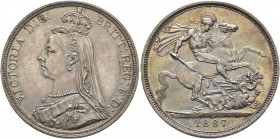 BRITISH, Hanover. Victoria, 1837-1901. Crown 1887 (Silver, 38 mm, 28.32 g, 12 h). VICTORIA D G BRITT REG F D Crowned jubilee bust of Victoria to left....