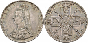 BRITISH, Hanover. Victoria, 1837-1901. Double Florin 1887 (Silver, 35 mm, 22.65 g, 12 h). VICTORIA DE GRATIA Crowned jubilee bust of Victoria to left....
