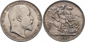 BRITISH, Saxe-Coburg-Gotha. Edward VII, 1901-1910. Crown 1902 (Silver, 38 mm, 28.27 g, 12 h). EDWARDVS VII DEI GRA BRITT OMN REX FID DEF IND IMP Head ...
