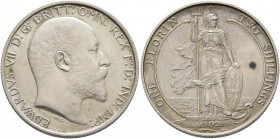 BRITISH, Saxe-Coburg-Gotha. Edward VII, 1901-1910. Florin 1902 (Silver, 28 mm, 11.32 g, 12 h). EDWARDVS VII D G BRITT OMN REX F D IND IMP Head of Edwa...