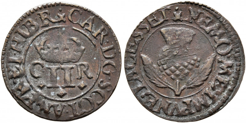 BRITISH, Scotland. Charles I, 1625-1649. Turner (Bronze, 16 mm, 0.66 g, 1 h), Ea...