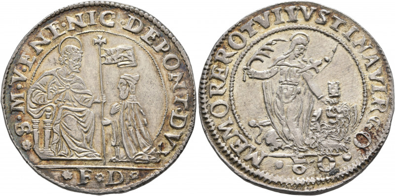 ITALY. Venezia (Venice). Nicolò da Ponte, 1578-1585. Mezzo Scudo (Silver, 36 mm,...