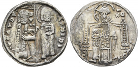 BULGARIA. Second Empire. Anonymous imitative issues, circa 14th century. Gros (Silver, 17 mm, 1.27 g, 6 h), imitating a Grosso of Venice. St. Mark, on...