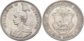 COLONIAL AFRICA, German. Deutsch-Ostafrika (German East Africa). Wilhelm II, 1888-1918. Rupie 1890 (Silver, 30 mm, 11.68 g, 12 h), Berlin. GUILELMUS I...