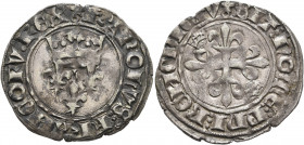 FRANCE, Royal. Charles VI le Bien-Aimé/le Fol (the Well-Beloved/the Mad), 1380-1422. Florette (Silver, 27 mm, 3.13 g, 1 h). ✠KAROLVS FRANCORV REX Thre...