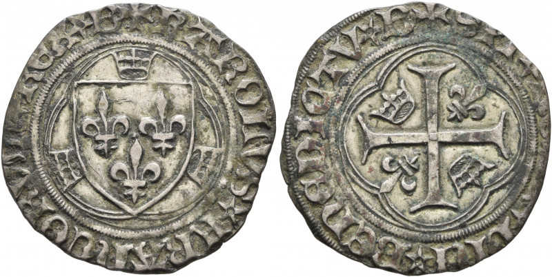 FRANCE, Royal. Charles VIII l'Affable (the Affable), 1483-1498. Blanc à la couro...