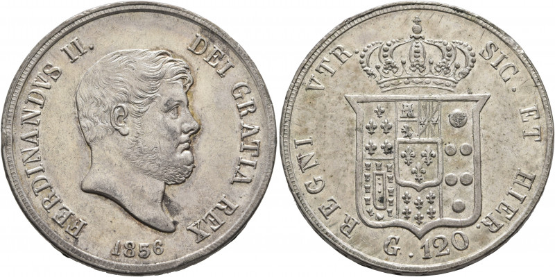 ITALY. Regno delle Due Sicilie. Ferdinando II, 1830-1859. Piastra 1856 (Silver, ...