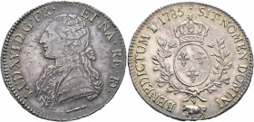 FRANCE, Royal. Louis XVI, 1774–1793. Écu aux lauriers du Béarn (Silver, 40 mm, 29.25 g, 6 h), du Beárn, Pau LUD XVI D G FR ET NA RE BD Bust of Louis X...