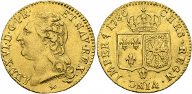 FRANCE, Royal. Louis XVI, 1774–1793. Louis d’or au buste nu 1786 (Gold, 23 mm, 7.61 g, 6 h), Lille. LUD XVI D G FR ET NAV REX Head of Louis XVI to lef...