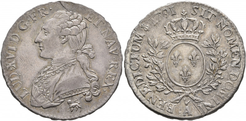 FRANCE, Royal. Louis XVI, 1774–1793. 1/2 Écu 1791 (Silver, 32 mm, 14.71 g, 6 h),...