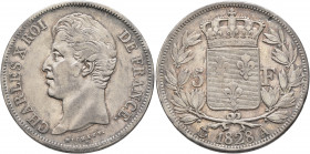 FRANCE, Royal (Restored). Charles X, 1824-1830. 5 Francs 1828 (Silver, 36 mm, 25.00 g, 6 h), Paris CHARLES X ROI DE FRANCE Head of Charles X left. Rev...