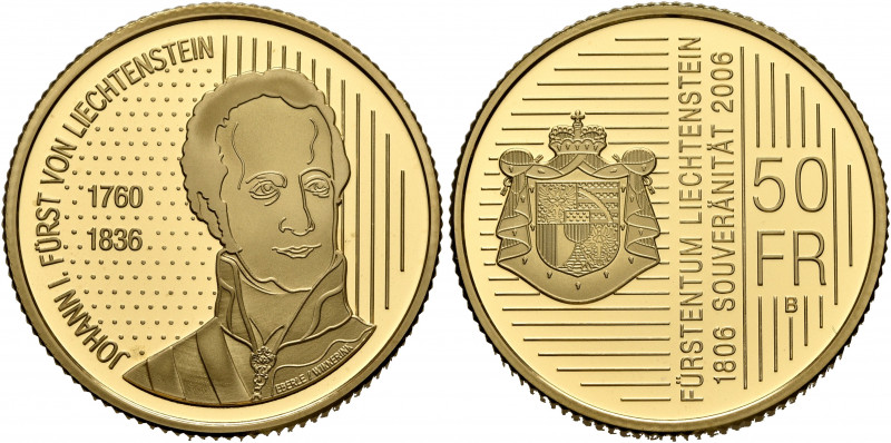 LIECHTENSTEIN. Fürstentum. Hans-Adam II., 1990-present. 50 Franken 2006 (Gold, 2...