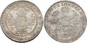 LOW COUNTRIES. Oostenrijkse Nederlanden (Austrian Netherlands). Frans I, 1745-1765. Kronentaler 1755 (Silver, 40 mm, 29.25 g, 6 h), Antwerpen. FRANCIS...