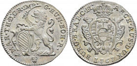 LOW COUNTRIES. Oostenrijkse Nederlanden (Austrian Netherlands). Maria Theresia, 1740-1780. Escalin 1767 (Silver, 25 mm, 5.00 g, 6 h), Brussels MAR TH ...
