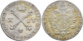 LOW COUNTRIES. Oostenrijkse Nederlanden (Austrian Netherlands). Frans II, 1792-1806. 14 Liards 1793 (Silver, 21 mm, 2.65 g, 6 h), Brussels FRANC II D ...