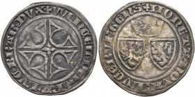LUXEMBOURG. Wenzel I, 1353-1383. Gros (Silver, 27 mm, 3.26 g, 1 h), Luxembourg. ✠WENCEL DEI GRA LVC BRAB DVX Four V forming a cross. Rev. ✠MONETA NOVA...