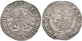 LUXEMBOURG. Wenzel II, 1383-1419. Gans (Silver, 28 mm, 2.93 g, 5 h), Luxembourg. ✠WENCEL ROMANOR Z BOEM REX Eagle of the empire with spread wings. Rev...