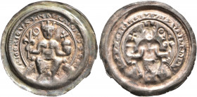 GERMANY. Altenburg. Friedrich I, 1152-1190. Bracteate (Silver, 32 mm, 1.00 g). FRIDERICVS IMPERATOR ET SEMP AV Friedrich I., crowned, sitting facing o...