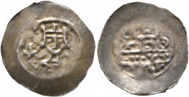 GERMANY. Annweiler (königliche Münzstätte). Friedrich II von Hohenstaufen, 1215-1250. Pfennig (Silver, 17 mm, 0.34 g, 7 h), circa 1250. Crowned bust f...