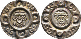 GERMANY. Augsburg (Bistum). Udalschalk von Eschenlohe, 1184-1202. Bracteate (Silver, 25 mm, 0.85 g). Mitred head of the bishop facing in a ring of cre...