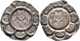 GERMANY. Augsburg (Bistum). Udalschalk von Eschenlohe, 1184-1202. Bracteate (Silver, 21 mm, 0.62 g). Mitred bishop's bust facing, both hands raised, h...