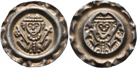 GERMANY. Augsburg (Bistum). Siegfrid III von Rechberg, 1208-1227. Bracteate (Silver, 22 mm, 0.71 g). Mitred bust of the bishop, holding key in his rig...