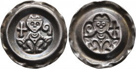 GERMANY. Augsburg (Bistum). Hartmann II. von Dillingen, 1250-1286. Bracteate (Silver, 22 mm, 0.81 g). Mitred bishop sitting facing, holding cross in h...