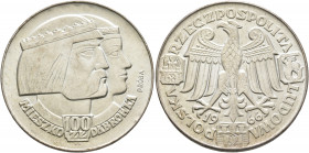 POLAND, Polska Rzeczpospolita Ludowa (People's Republic of Poland). 1952-1989. 100 Zlotych 1966 (Silver, 35 mm, 20.05 g, 12 h), Pattern. Conjoined hea...