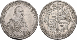 GERMANY. Augsburg (Stadt). Gustavus Adolphus. King of Sweden, 1611-1632. Taler 1632 (Silver, 43 mm, 29.00 g, 12 h), under Swedish occupation. ✱GVSTAV ...