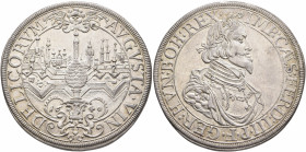 GERMANY. Augsburg (Stadt). Taler 1640 (Silver, 43 mm, 29.10 g, 12 h), in the name of Ferdinand III (1637-1657). AVGVSTA VINDELICORVM Pine cone between...