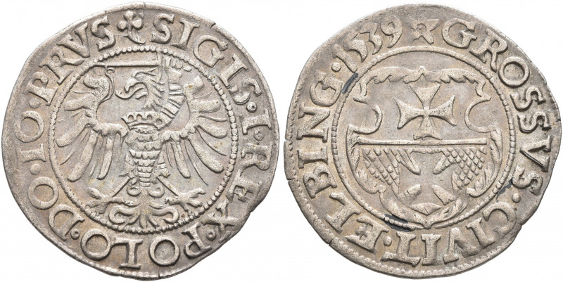 POLAND, Prusy (Prussia). Elblag (Elbing). Grosz 1539 (Silver, 22 mm, 1.66 g, 4 h...