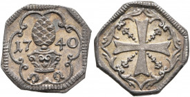 GERMANY. Augsburg (Stadt). Heller 1740 (Silver, 12 mm, 0.75 g) Pine cone between 17-40, two horse shoes below (sign of Mintmaster J. C. Holeisen). Rev...