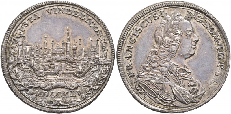 GERMANY. Augsburg (Stadt). 1/4 Taler 1745 (Silver, 28 mm, 7.31 g, 12 h). AUGUSTA...