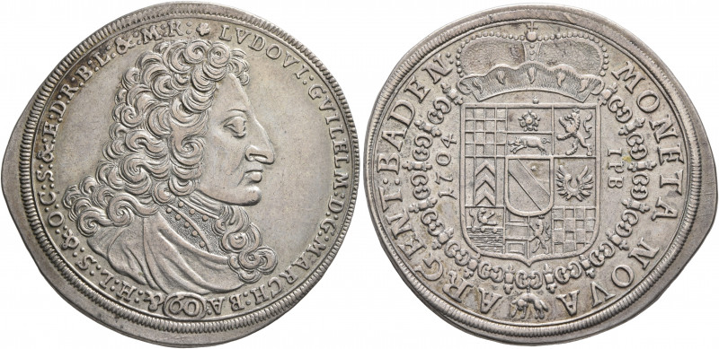 GERMANY. Baden. Ludwig Wilhelm, 1677-1707. Gulden 1704 (Silver, 38 mm, 17.17 g, ...