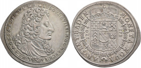 GERMANY. Baden. Ludwig Wilhelm, 1677-1707. Gulden 1704 (Silver, 38 mm, 17.17 g, 12 h), Würzburg. ✱ LVDOVI GVILELM D G MARCH BA &amp; H L S &amp; O C S...